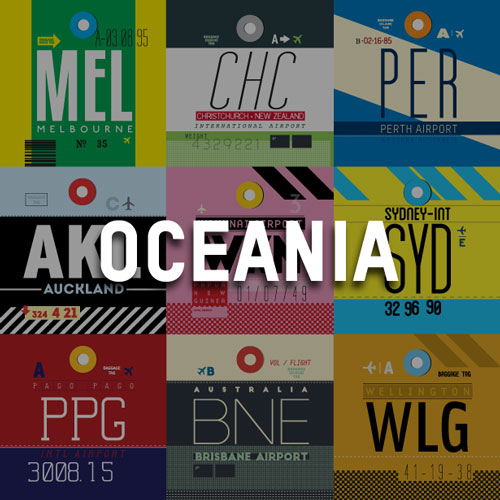 Oceania Airport Codes Pattern