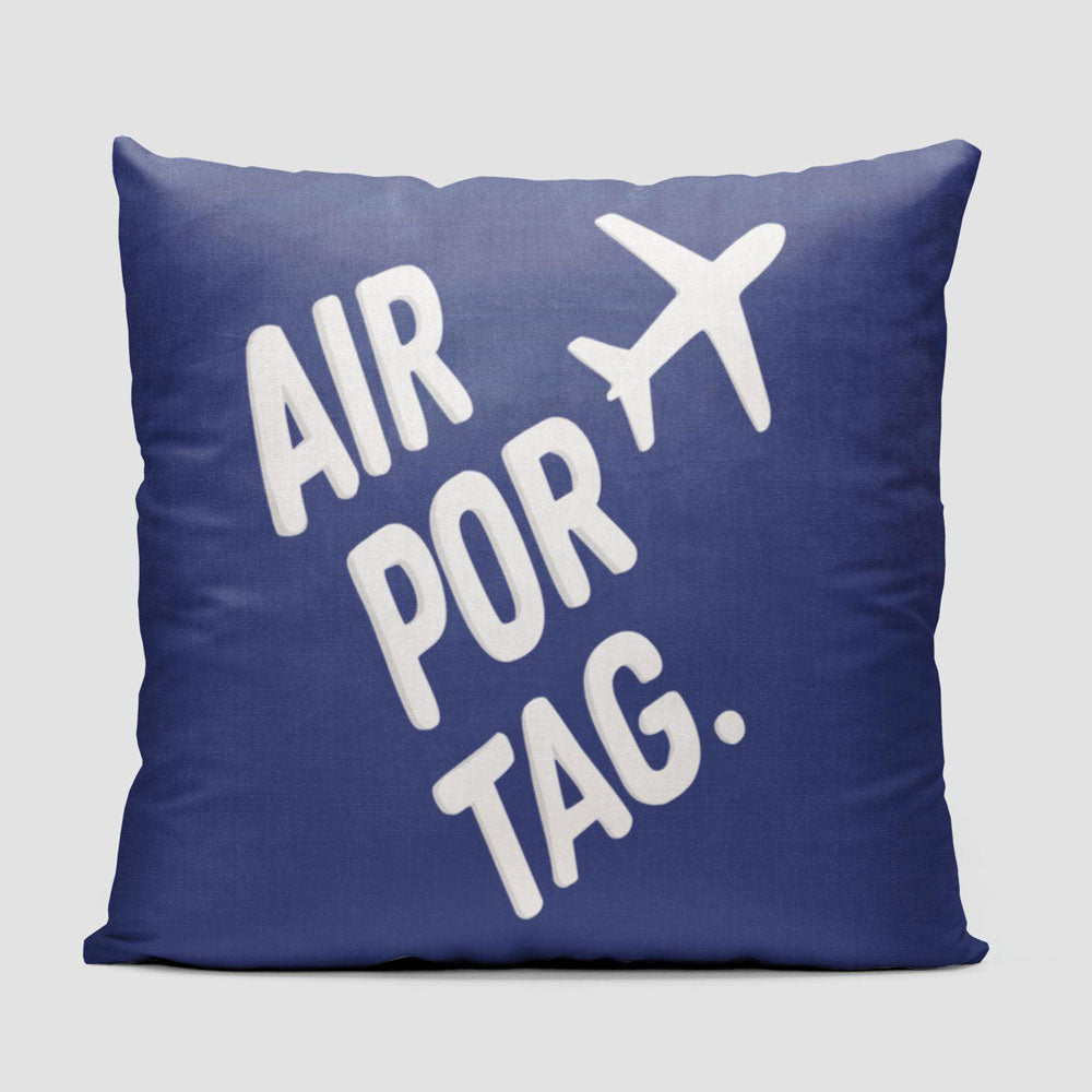 Airportag Plane Handmade Lettering - Throw Pillow