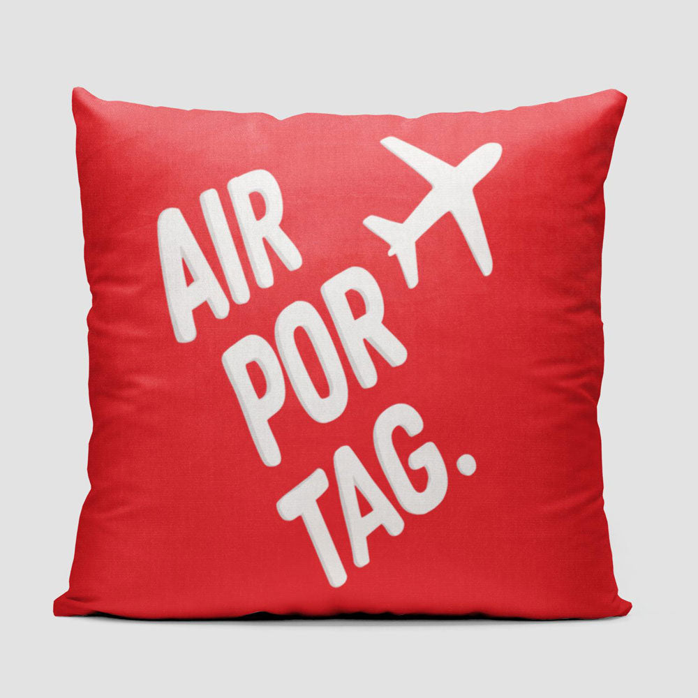 Airportag Plane Handmade Lettering - Throw Pillow