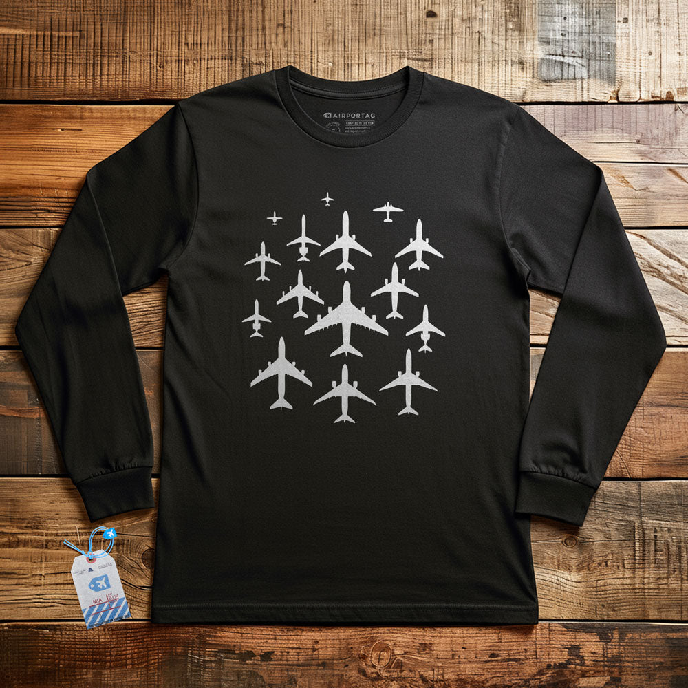 Airplane Silhouettes - Long Sleeve T-Shirt