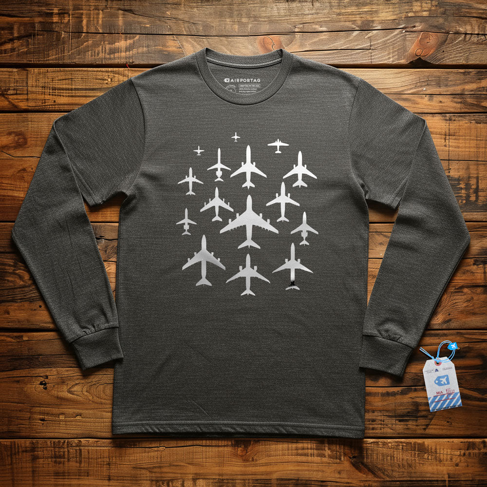 Airplane Silhouettes - Long Sleeve T-Shirt
