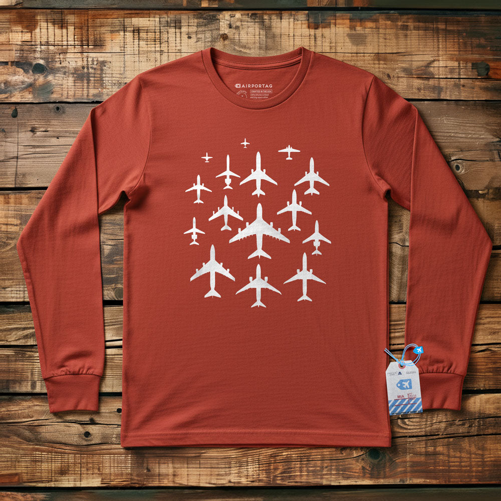 Airplane Silhouettes - Long Sleeve T-Shirt