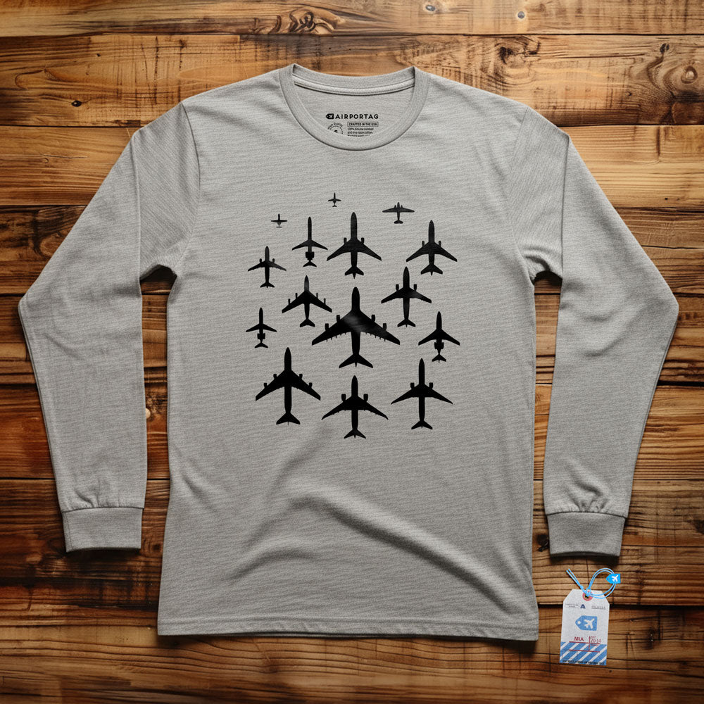 Airplane Silhouettes - Long Sleeve T-Shirt