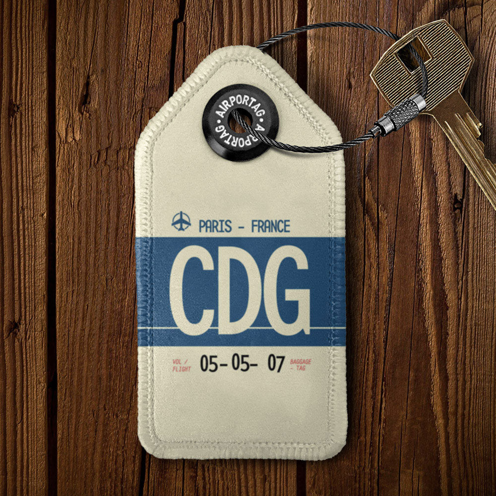 CDG Charles de Gaulle Airport Leather Keychain