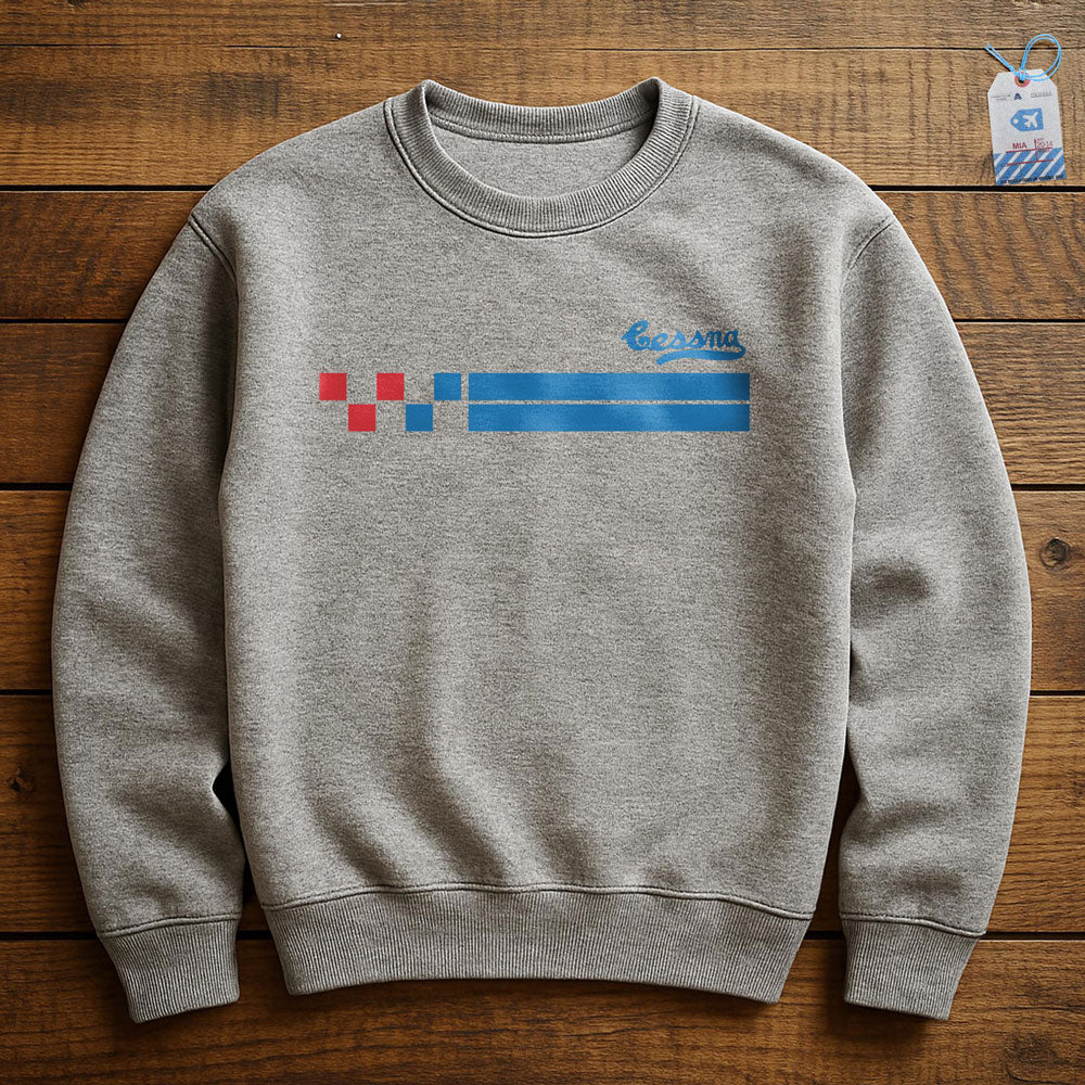 Cessna Bobcat Stripes - Sweatshirt - Athletic Heather