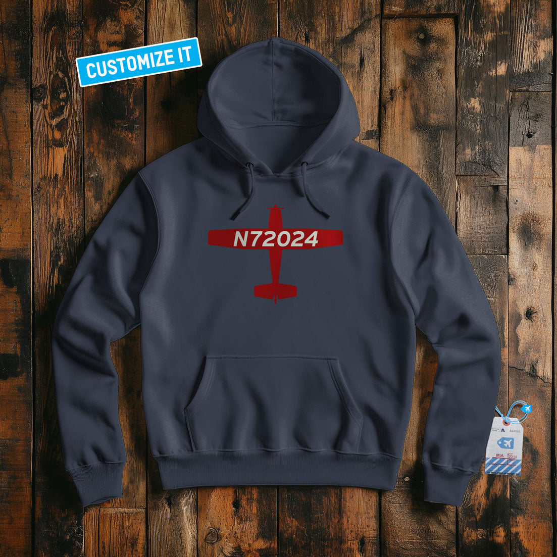 Custom Airplane Tail Number - Pullover Hoodie
