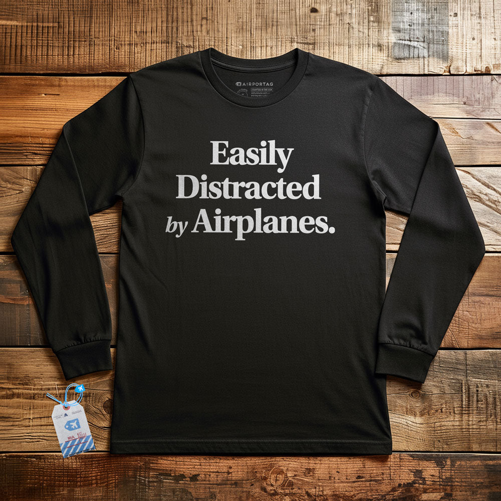 Easily Distracted by Airplanes - Long Sleeve T-Shirt
