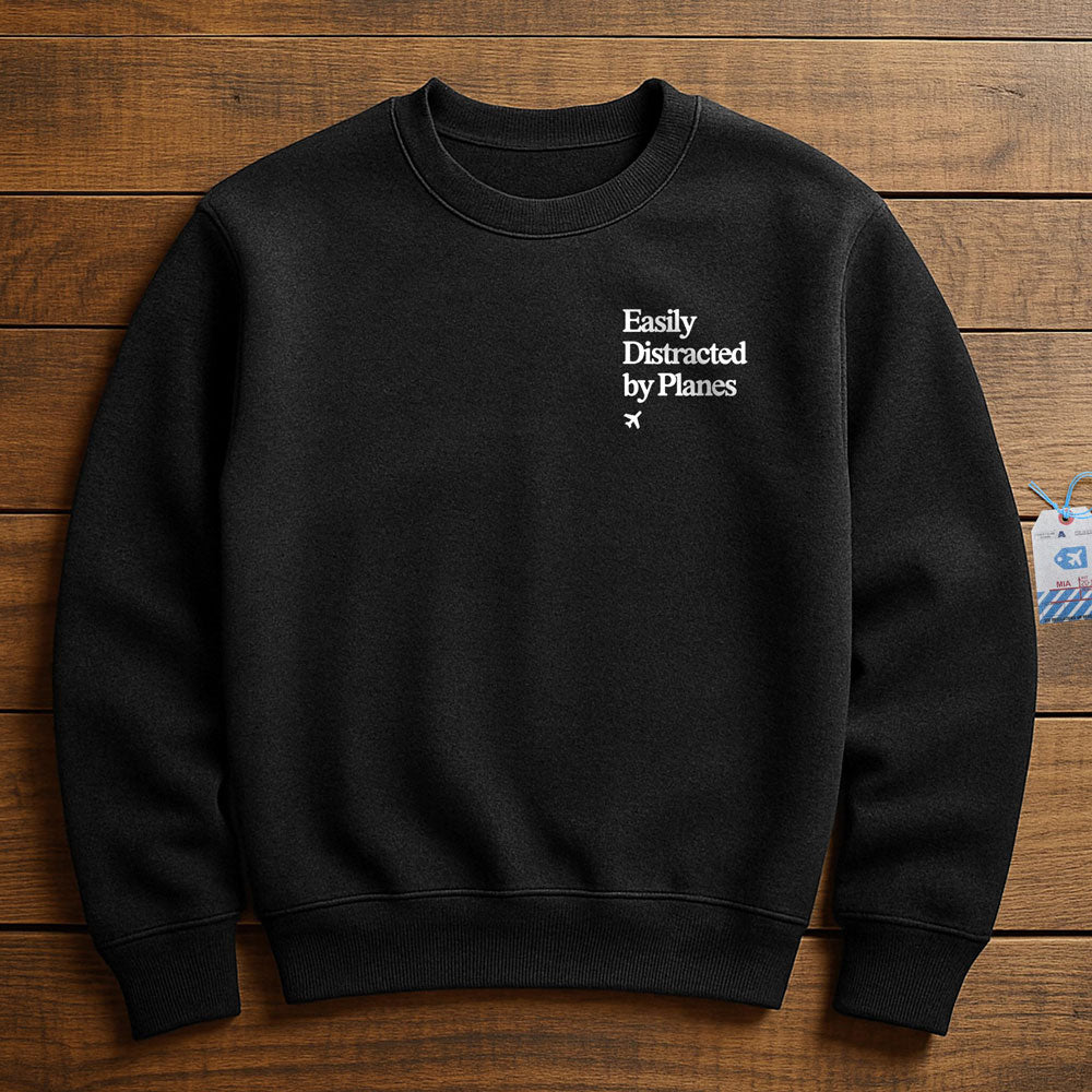 Distracted Planes Pocket - Sweatshirt - Black