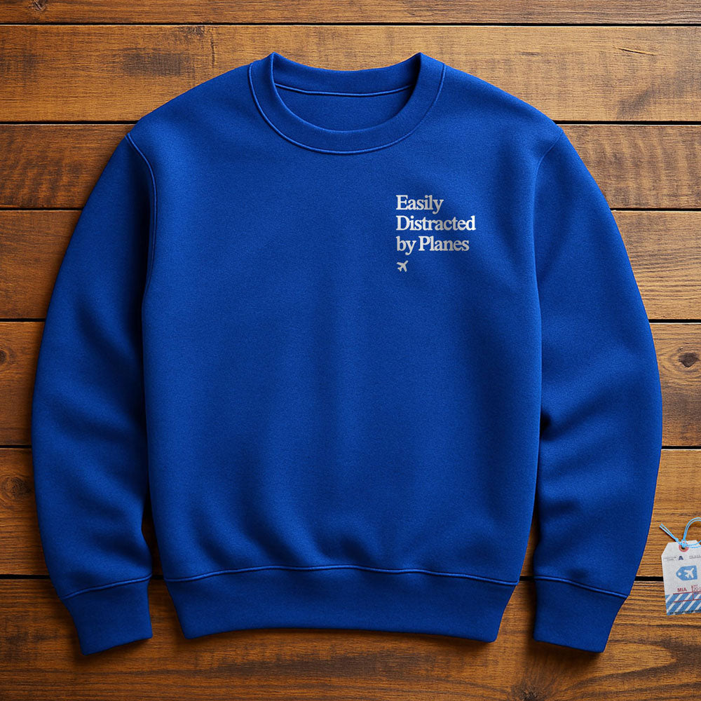 Distracted Planes Pocket - Sweatshirt - True Royal