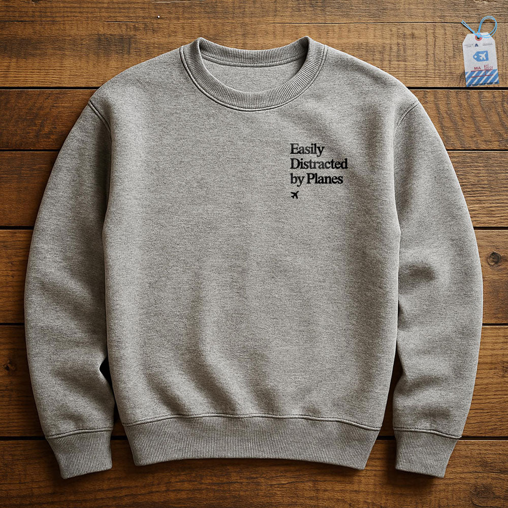 Distracted Planes Pocket - Sweatshirt - Athletic Heather