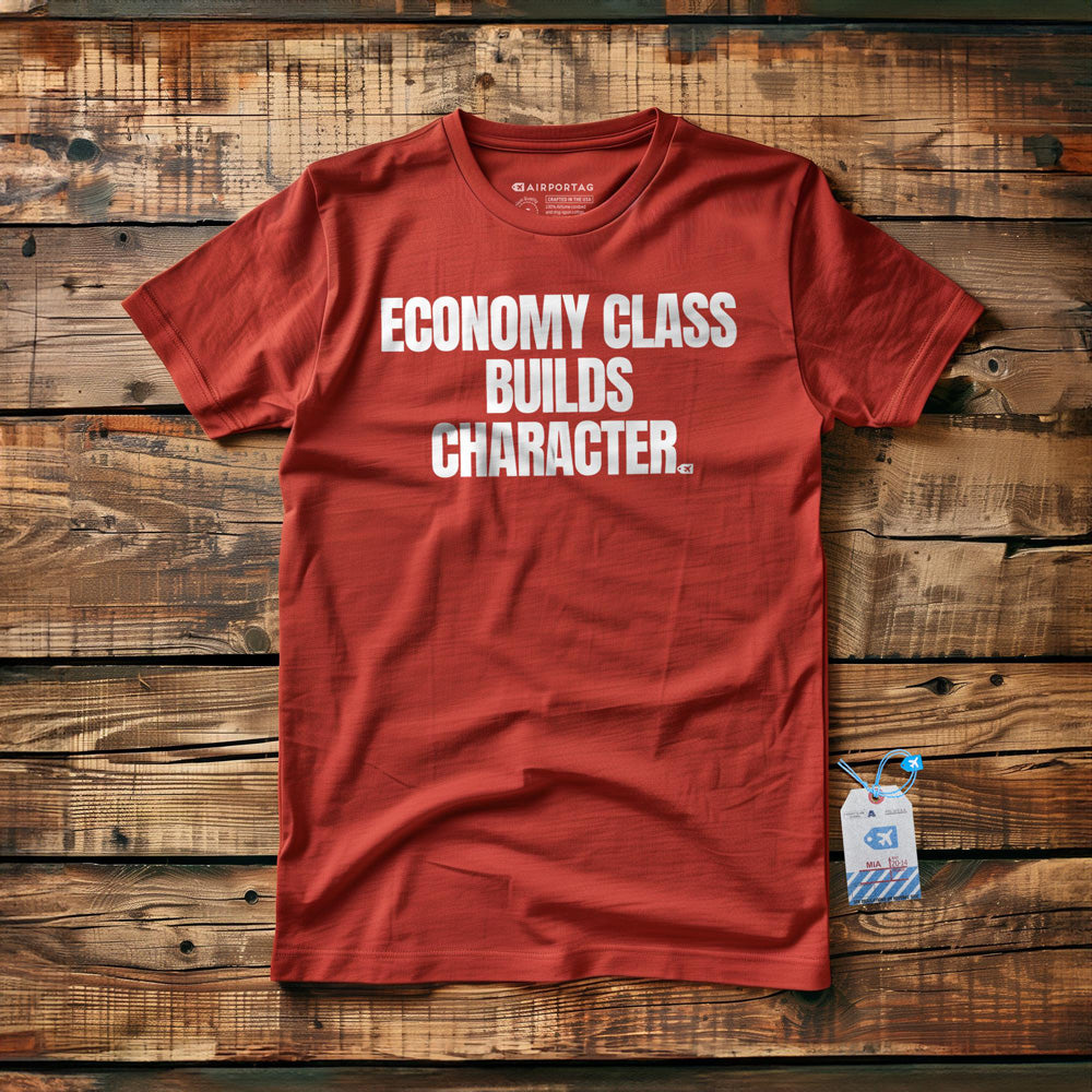 Economy Class Builds Character - T-Shirt - Red