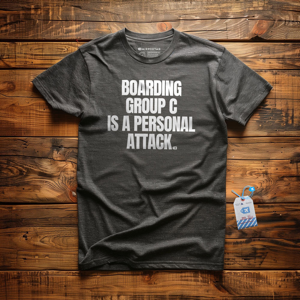 Boarding Group C Is a Personal Attack - T-Shirt - Dark Grey Heather