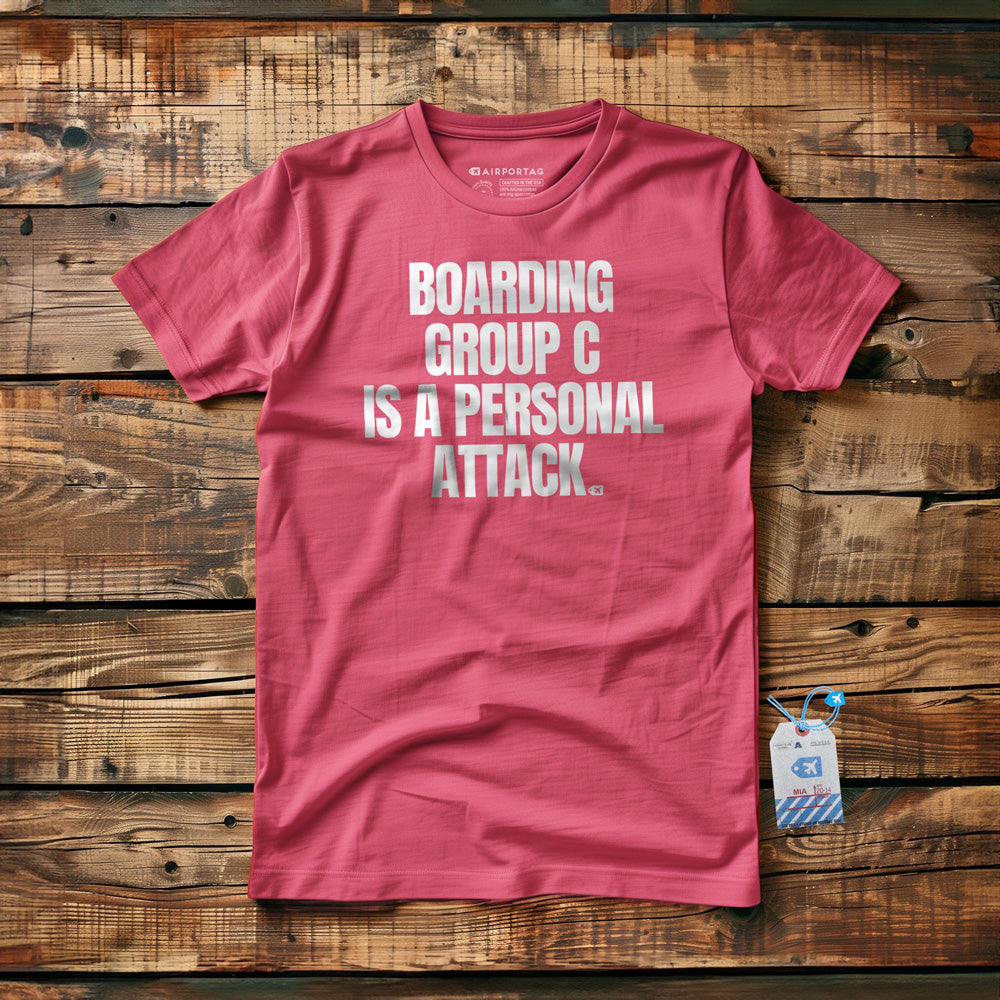 Boarding Group C Is a Personal Attack - T-Shirt - Pink