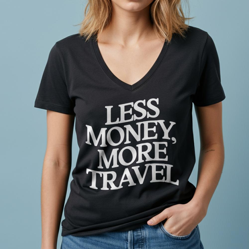 Less Money, More Travel - Women's V-Neck T-Shirt