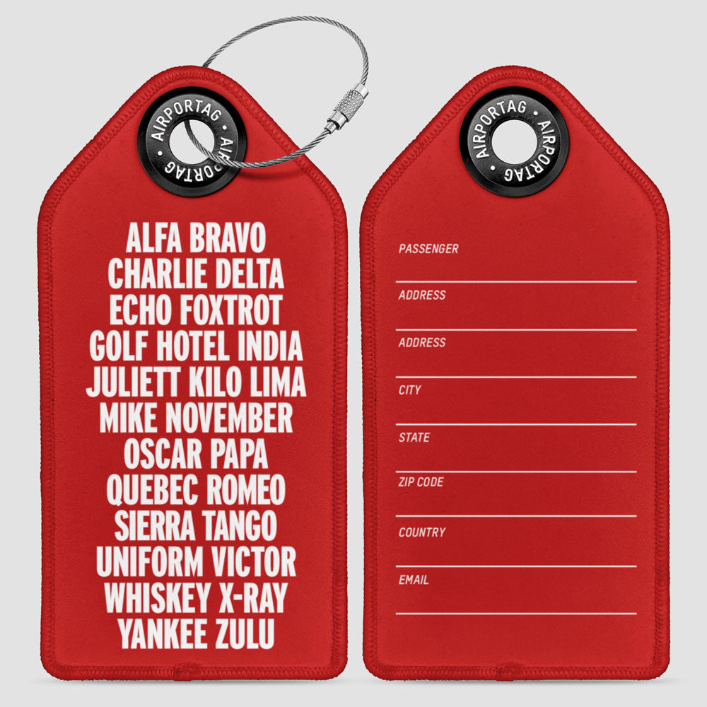 Nato Phonetic Alphabet - Luggage Tag
