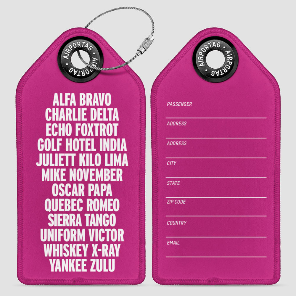 Nato Phonetic Alphabet - Luggage Tag