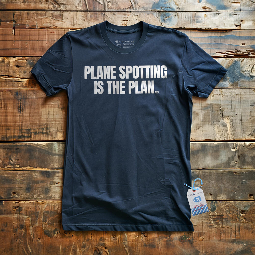 Plane Spotting Is the Plan - T-Shirt - Navy