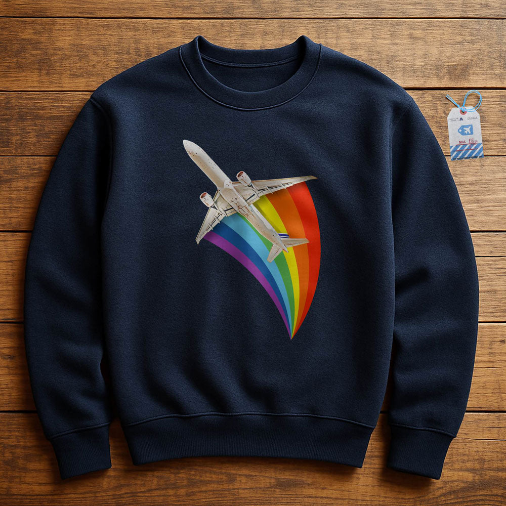 Plane Flying Rainbow - Sweatshirt