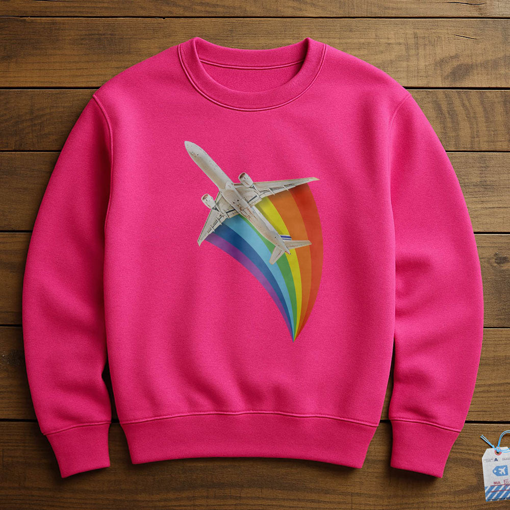 Plane Flying Rainbow - Sweatshirt