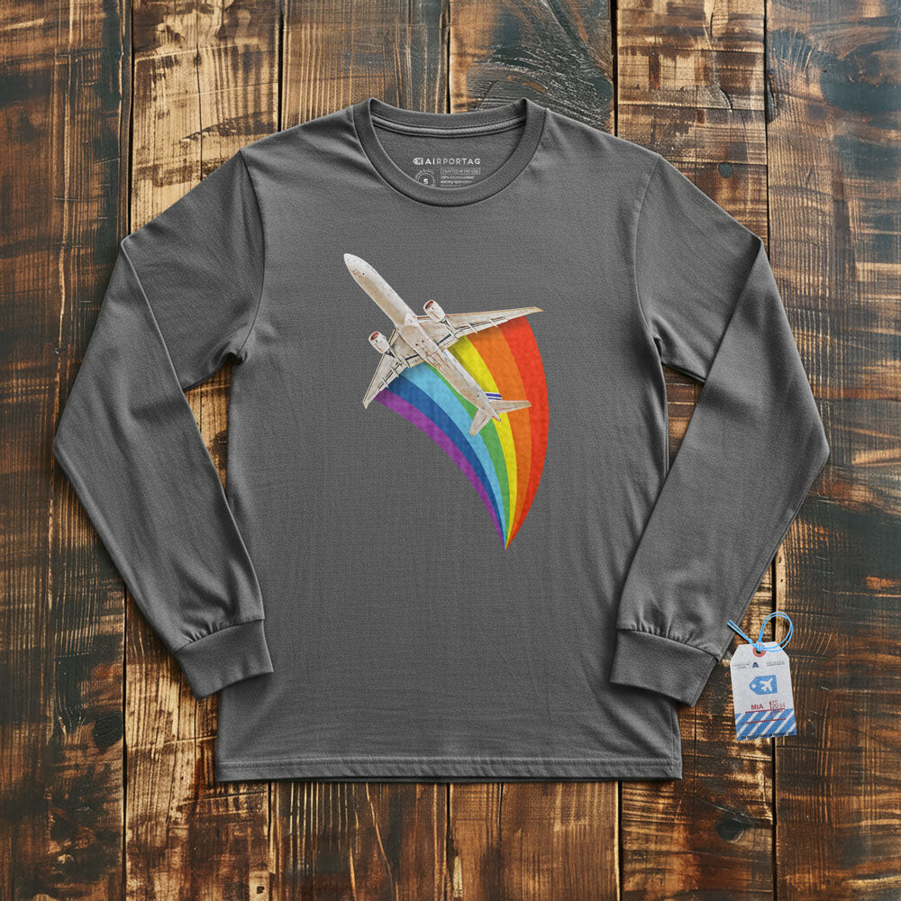 Plane Flying Rainbow - Long Sleeve T-Shirt