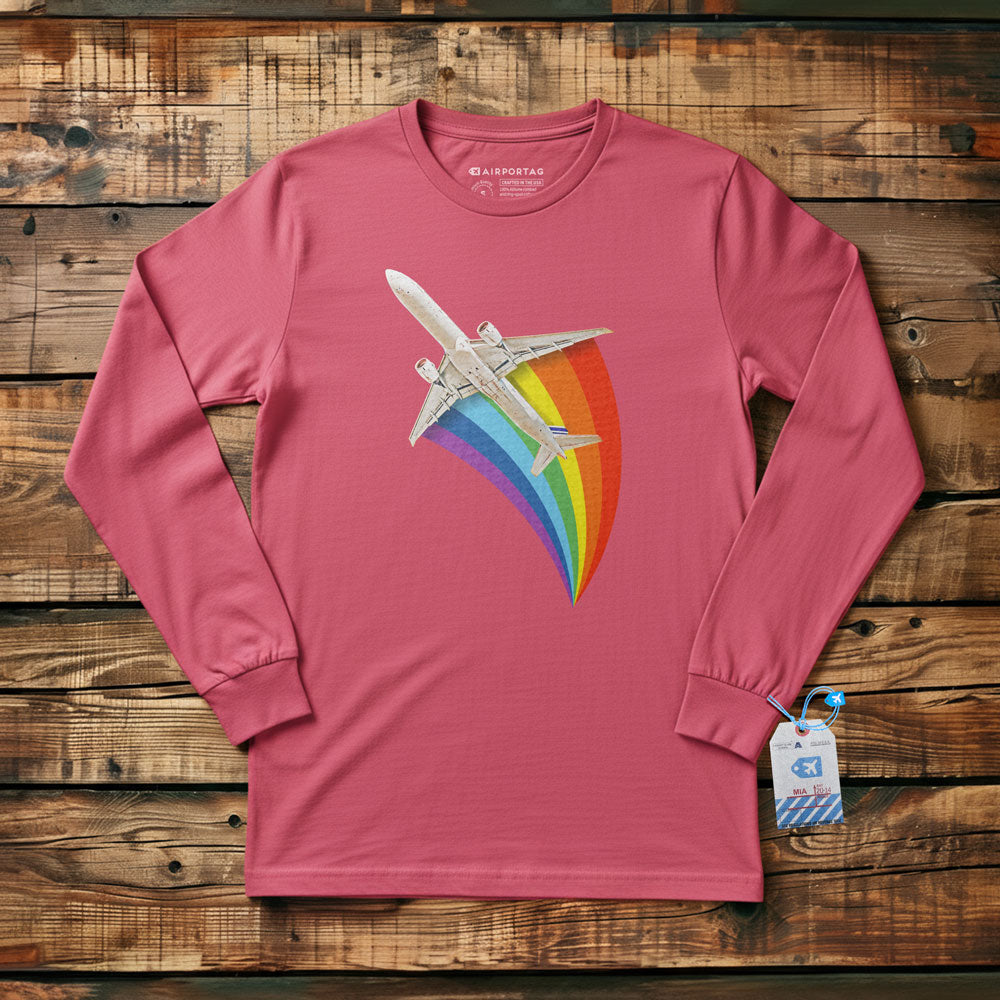Plane Flying Rainbow - Long Sleeve T-Shirt
