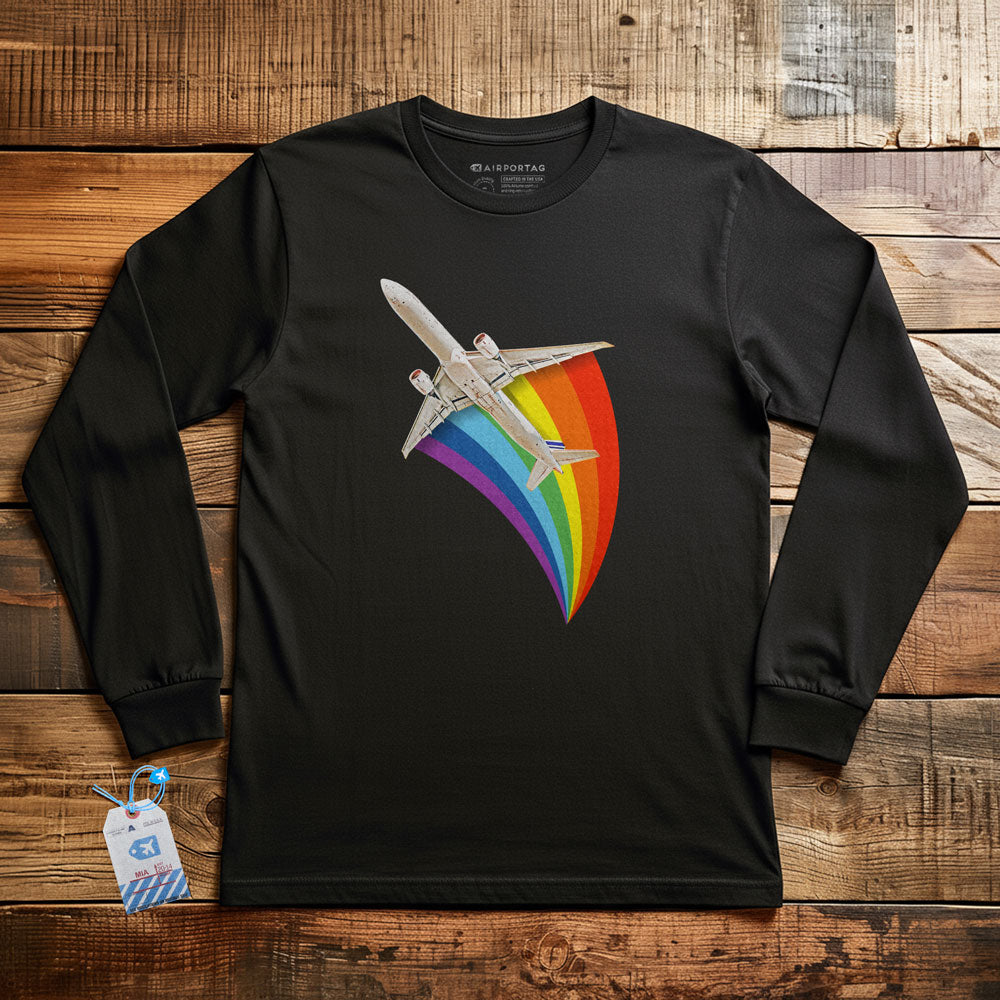 Plane Flying Rainbow - Long Sleeve T-Shirt