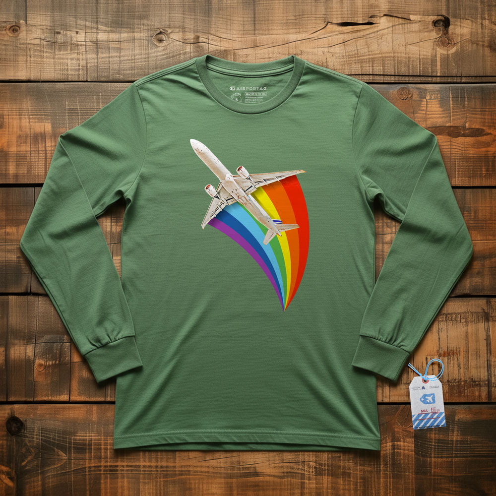 Plane Flying Rainbow - Long Sleeve T-Shirt
