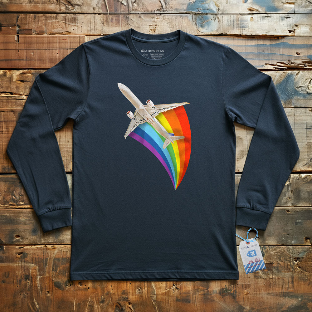 Plane Flying Rainbow - Long Sleeve T-Shirt