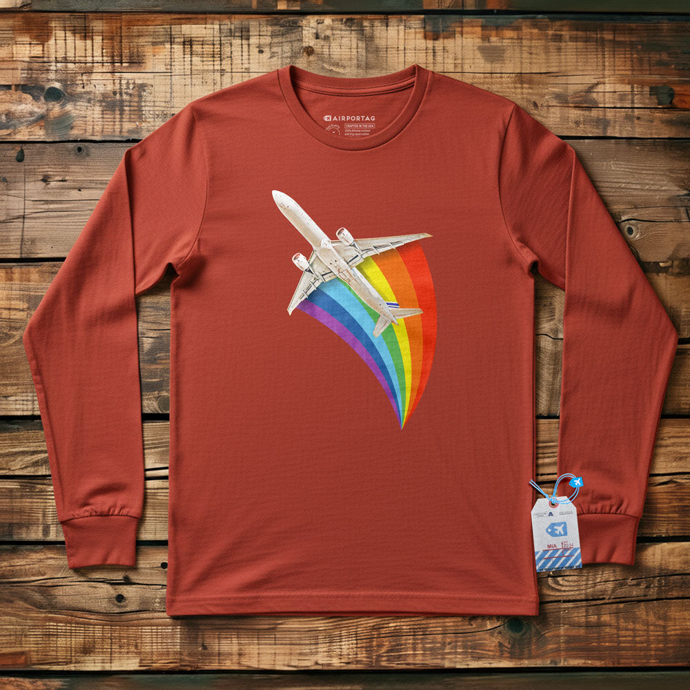 Plane Flying Rainbow - Long Sleeve T-Shirt