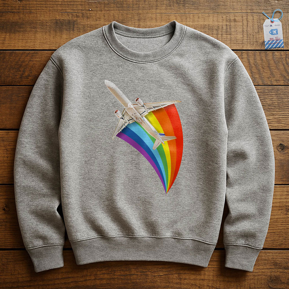 Plane Flying Rainbow - Sweatshirt