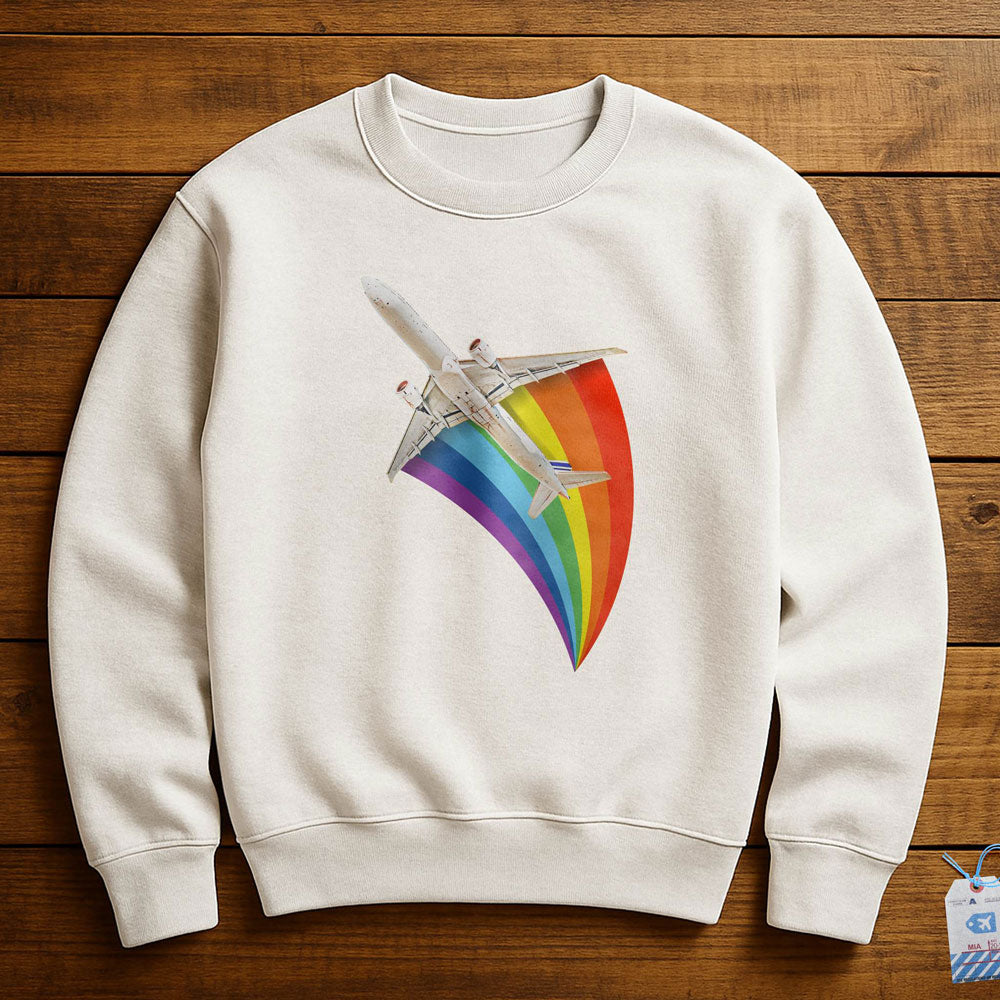 Plane Flying Rainbow - Sweatshirt
