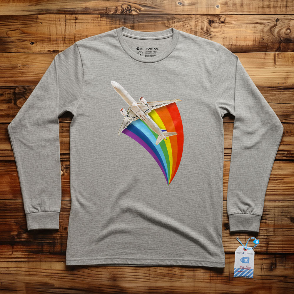 Plane Flying Rainbow - Long Sleeve T-Shirt