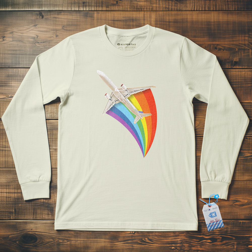 Plane Flying Rainbow - Long Sleeve T-Shirt