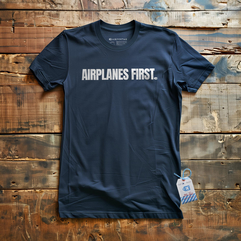 Airplanes First - T-Shirt - Navy