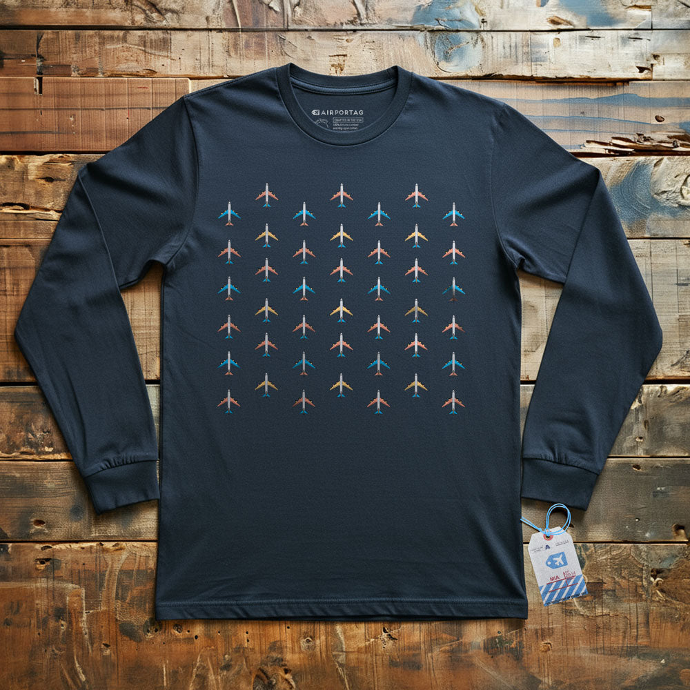 Planes Grey Sky - Long Sleeve T-Shirt