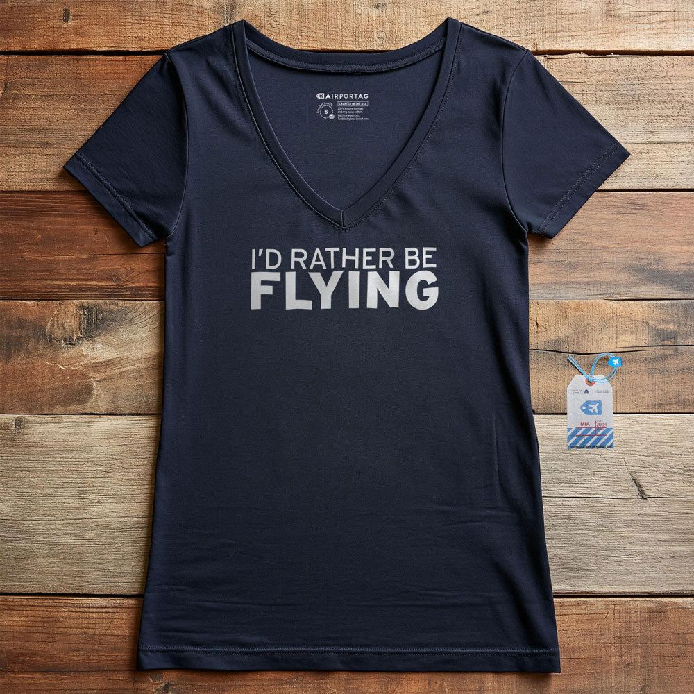 I'd Rather Be Flying - Women's V-Neck T-Shirt