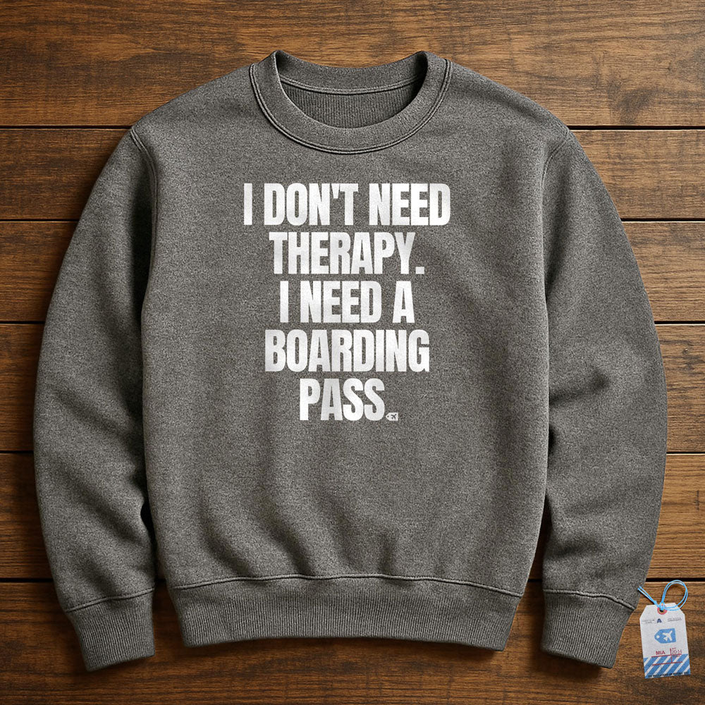 Therapy? Boarding Pass - Sweatshirt - Dark Grey Heather