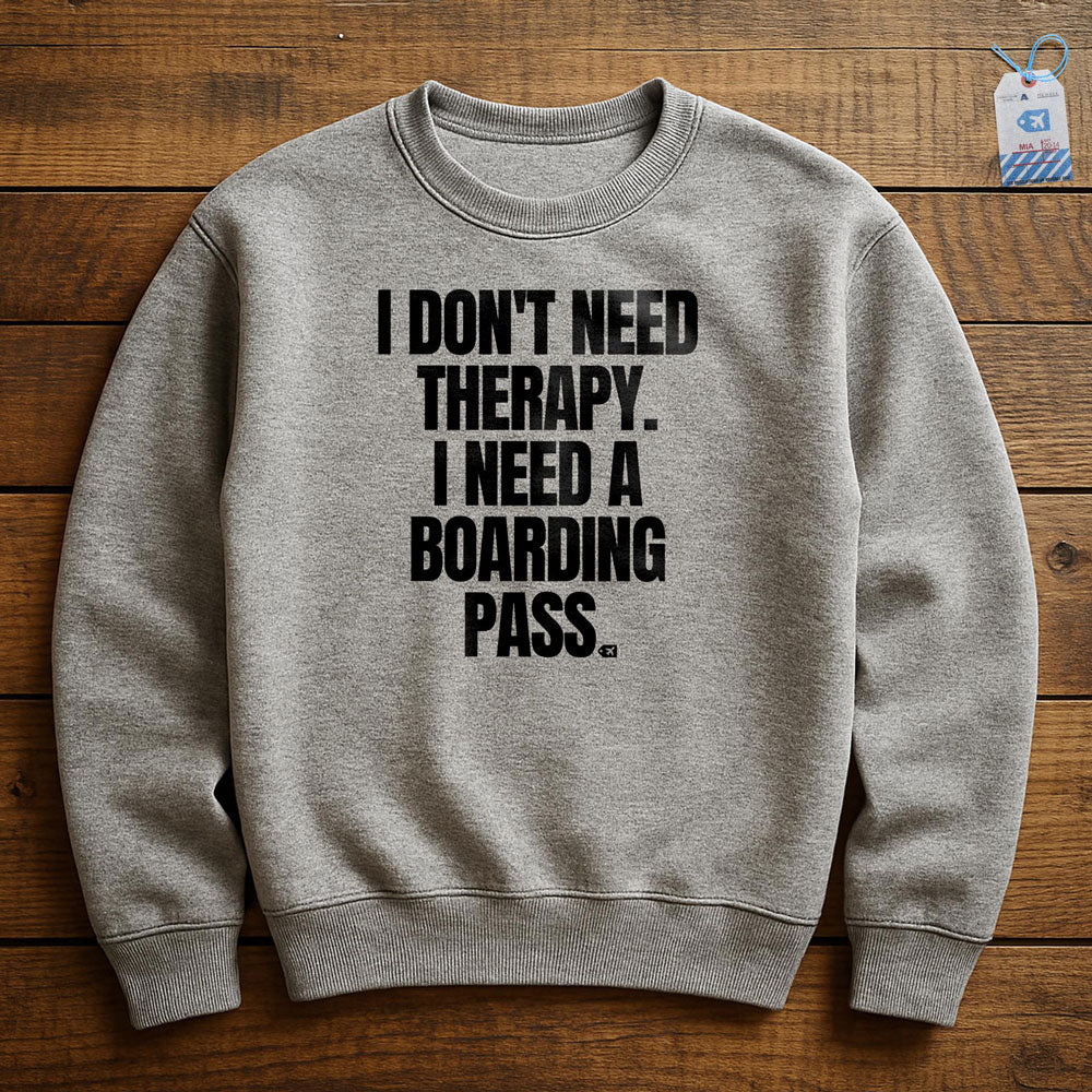 Therapy? Boarding Pass - Sweatshirt - Athletic Heather