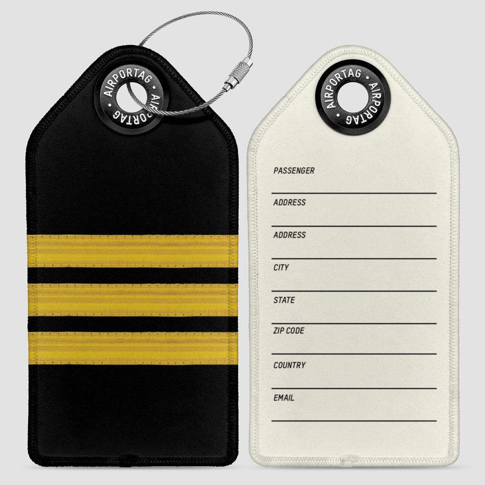 Black Pilot Stripes - Luggage Tag