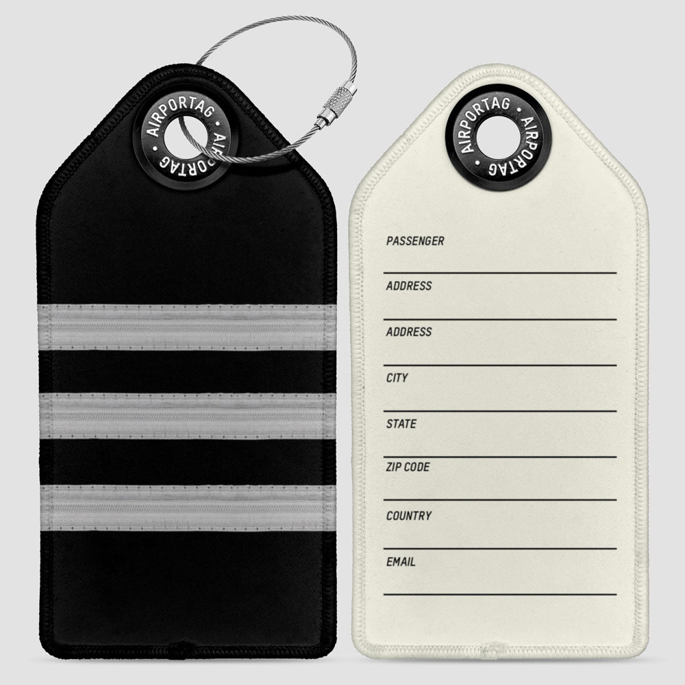 Black Pilot Stripes - Luggage Tag