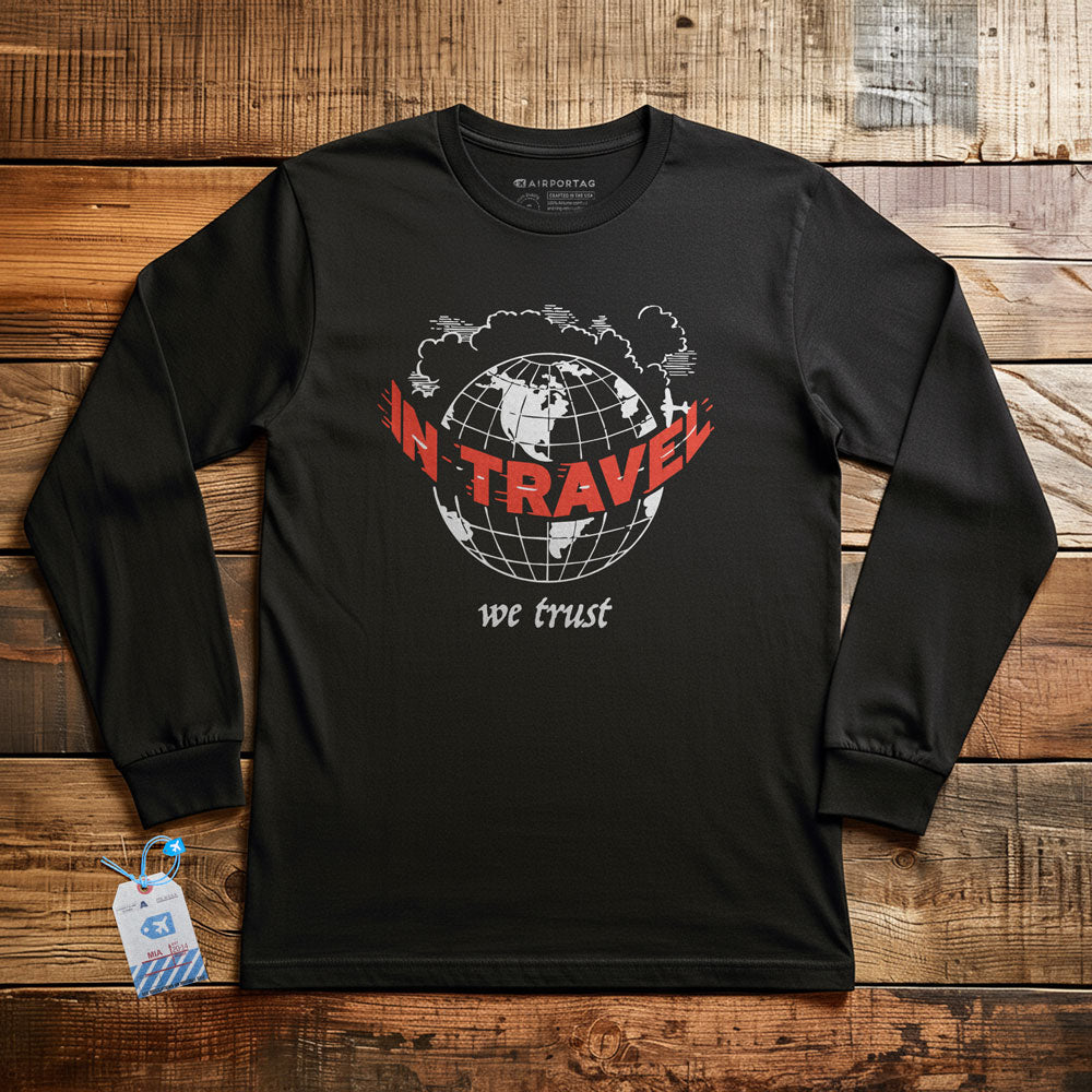 In Travel We Trust - Vintage Globe - Long Sleeve T-Shirt