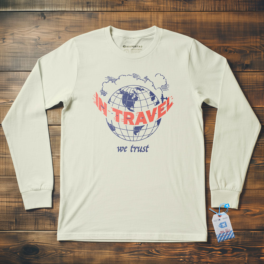 In Travel We Trust - Vintage Globe - Long Sleeve T-Shirt