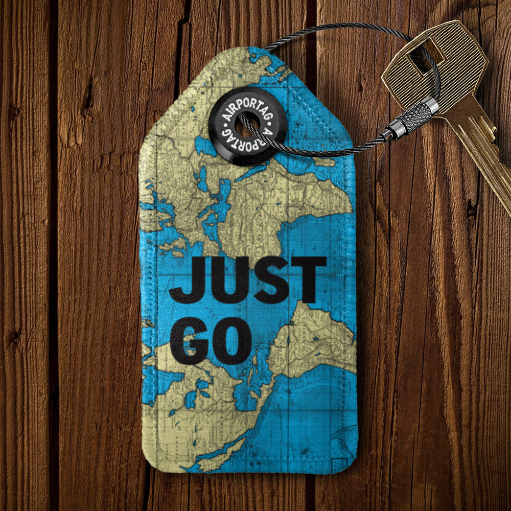 Just Go - 世界地図 - レザーキーホルダー