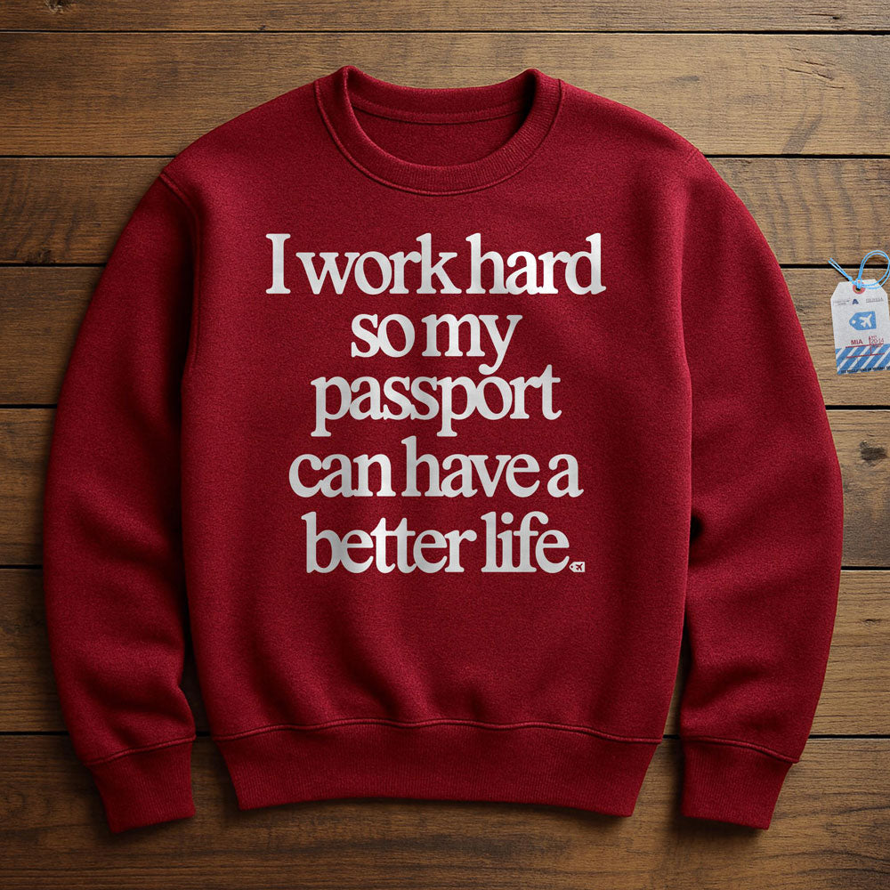 Work Hard Passport - Sweatshirt - Red