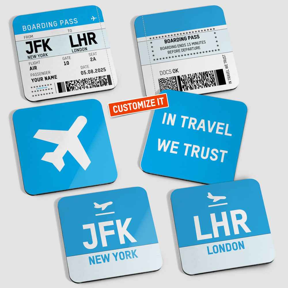 Boarding Pass - 6 Coasters Set