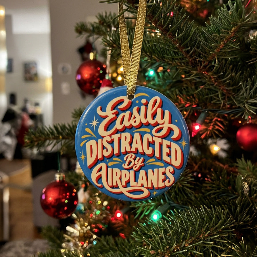 Easily Distracted By Airplanes - Ornament