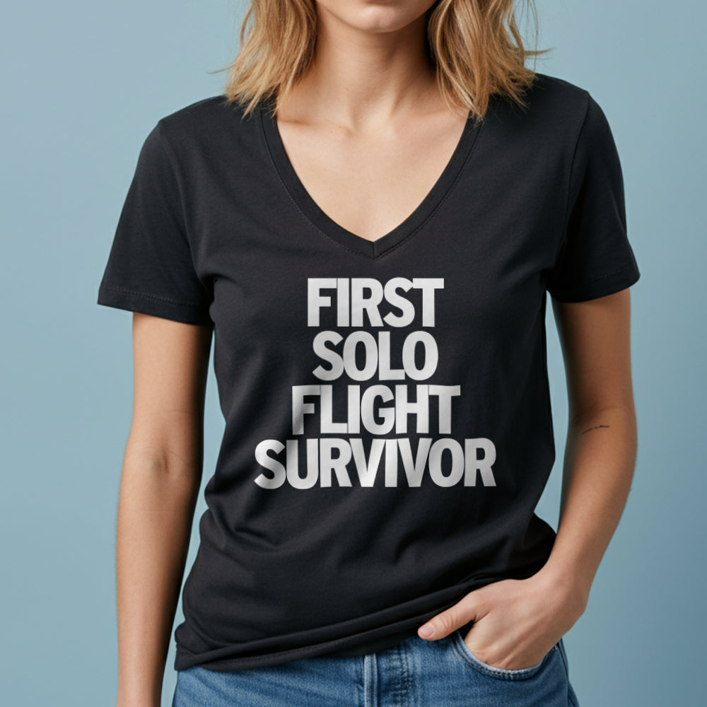 First Solo Flight Survivor - Women's V-Neck T-Shirt