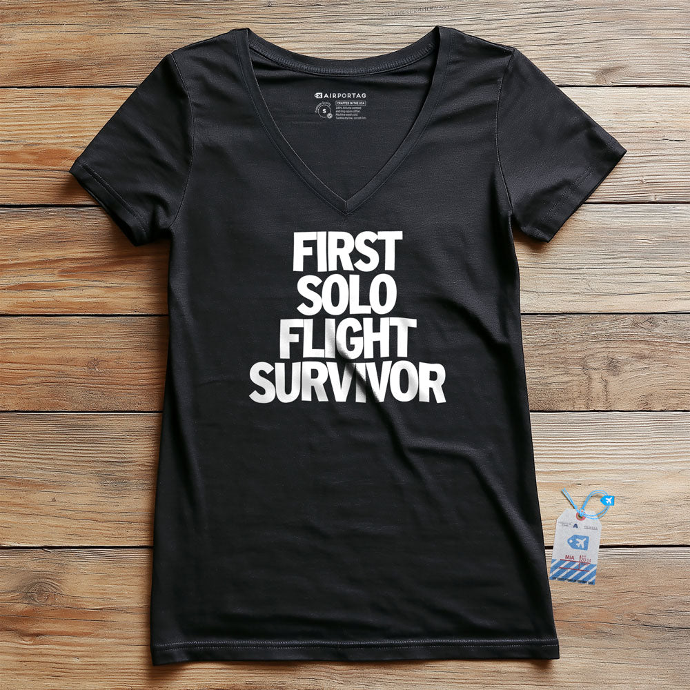 First Solo Flight Survivor - Women's V-Neck T-Shirt
