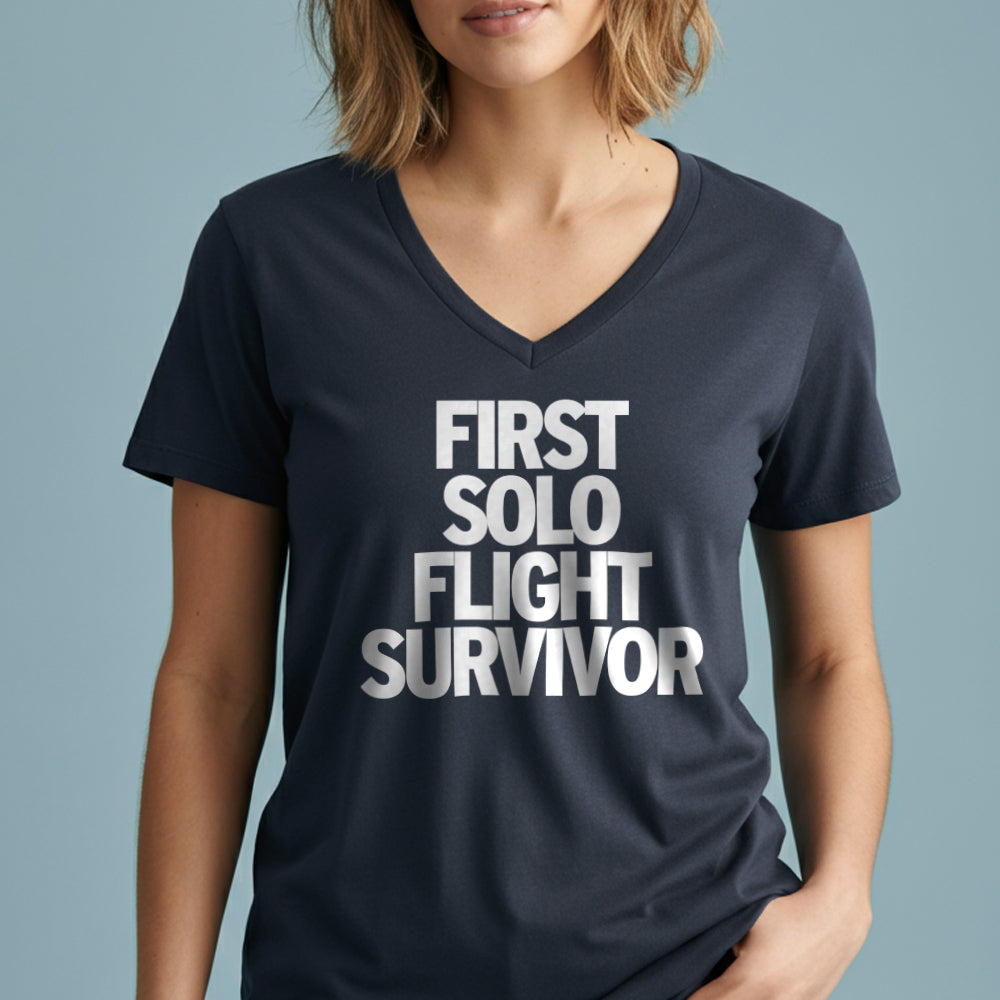 First Solo Flight Survivor - Women's V-Neck T-Shirt