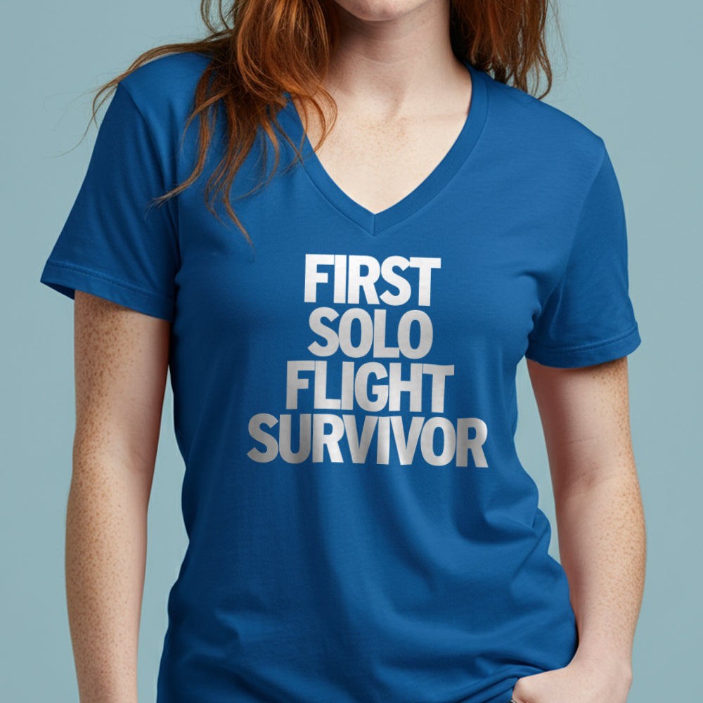 First Solo Flight Survivor - Women's V-Neck T-Shirt